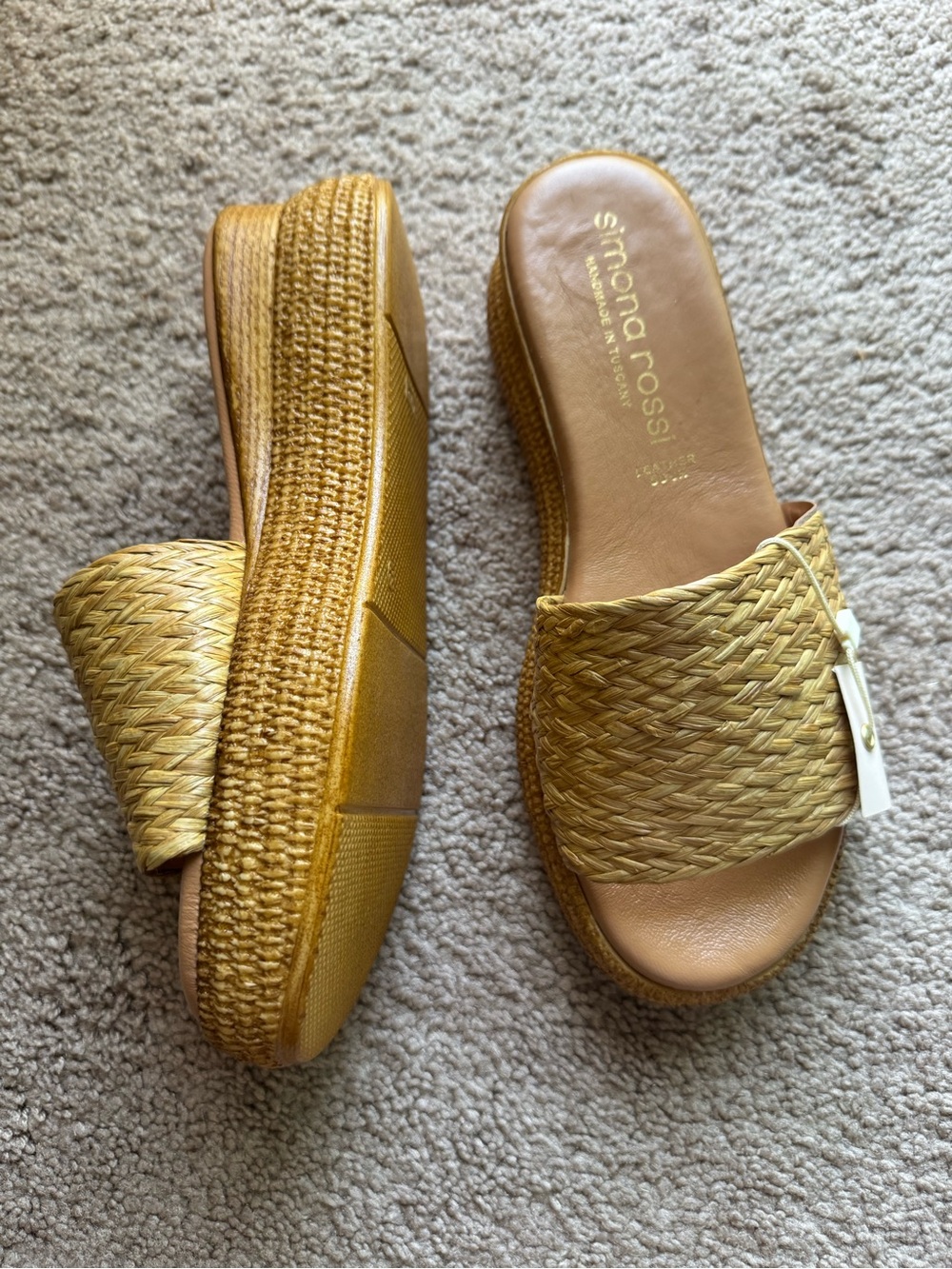 Made in Italy Raffia Platform Sandals 39 (8) - Picture 2 of 6
